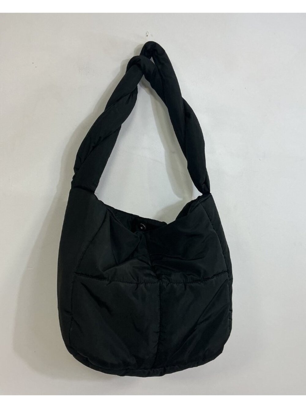 Large Black Puffer Tote Athleisure Bag Quilted Oversized Excellent